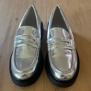 Zara metallic loafers size 6.5